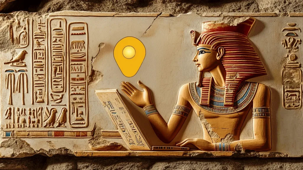 Assistenza Google My Business. Primo piano di un faraone egizio in assistenza del profilo Google My Business di un suo cliente.