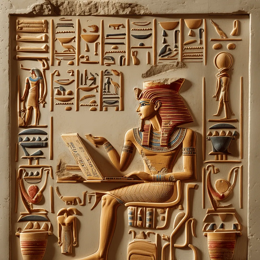 Metodo di creazione E-commerce. Un Faraone impegnato nello studio dei prodotti da valorizzare per la creazione di un e-commerce efficente e intuitivo per l'azienda e i clienti.