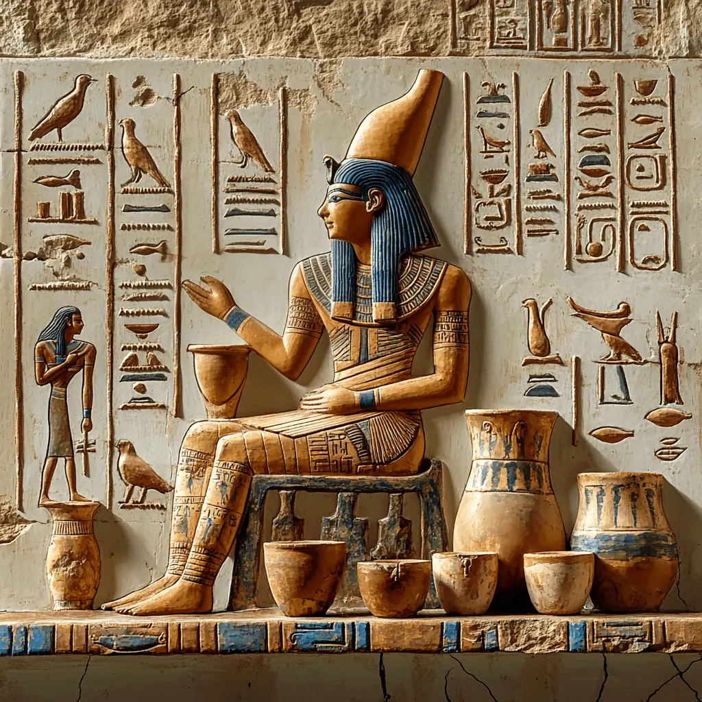 Ottimizzazione performance sito web. Primo piano di una mercante di vasi egizia pronta a risolvere i problemi del sito web aziendale per espandere la sua attività online.