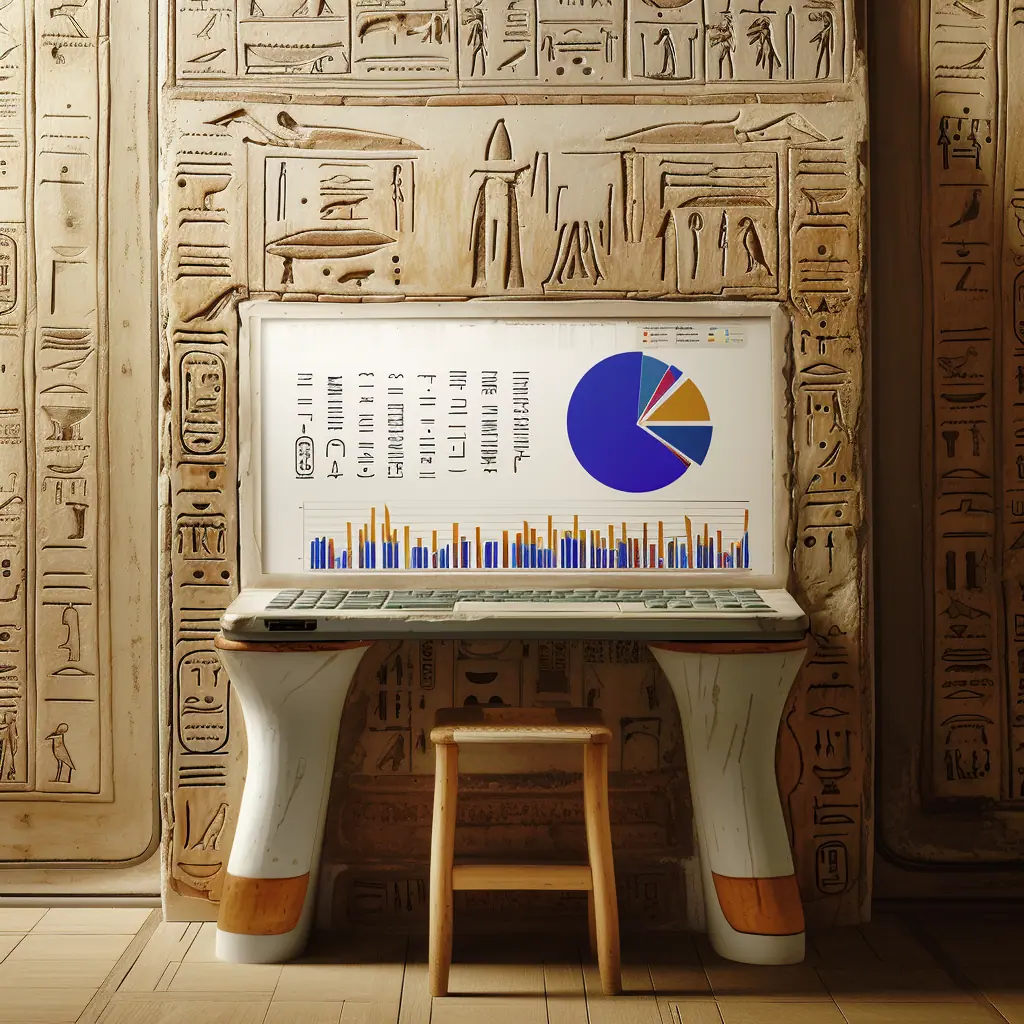 Realizzazione sistema CRM per aziende. Primo piano di un antico laptop mostrante le analisi di interazione dei clienti con un azienda. I grafici mostrano le informazioni più importanti dei clienti e di come l'azienda interagisce con loro, dalla servizio di vendita ad ulteriori informazioni utili a migliorare il rapporto con i clienti.
