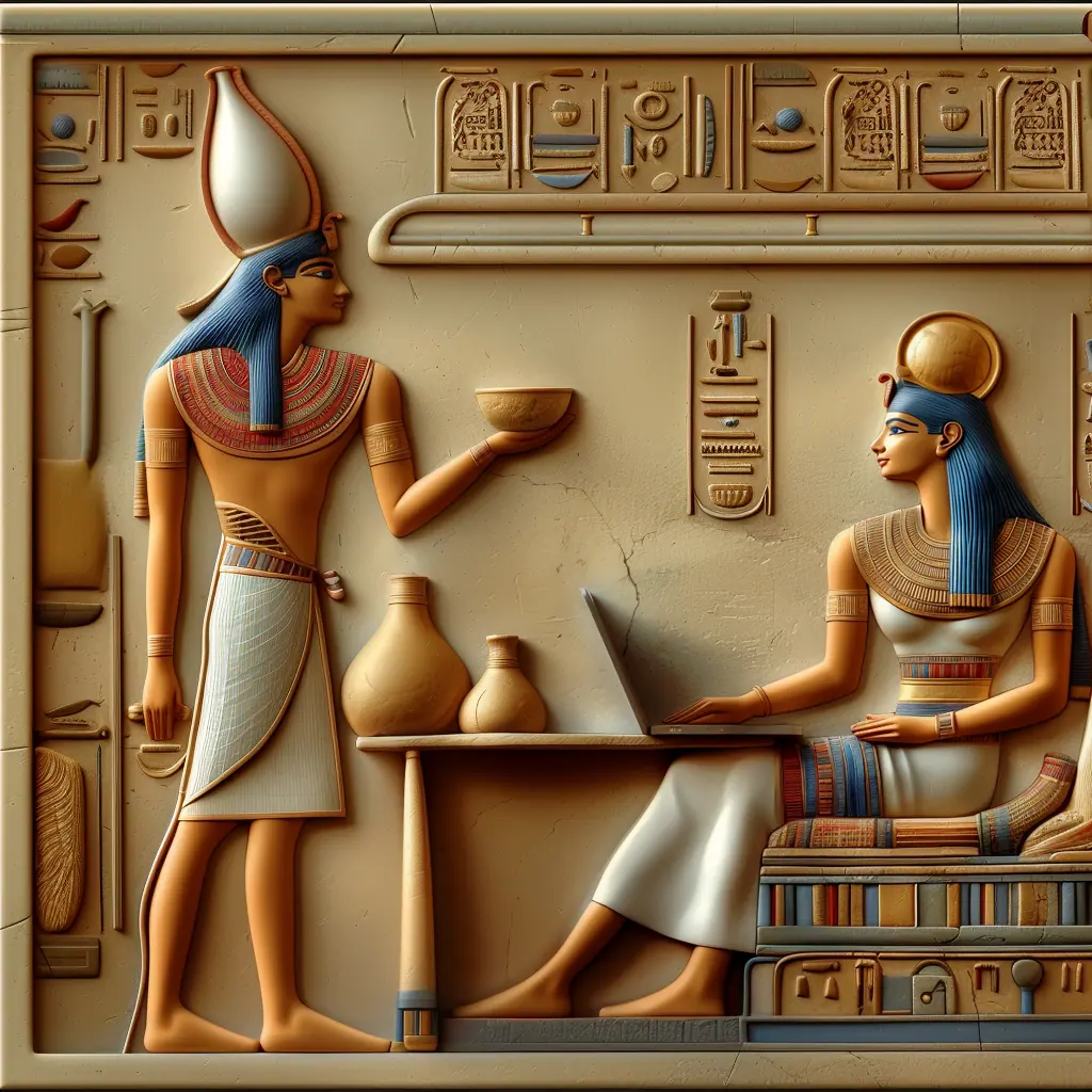 Sistema CRM per marketing aziende. Primo piano di una mercante egizia che controlla nel crm informazioni utili a comprendere meglio lo stato di gestione delle vendite con un preciso cliente per facilitare una nuova offerta da proporgli.