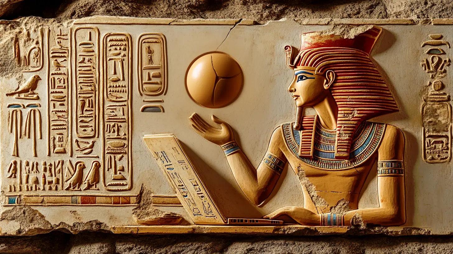 Sistema CRM. Primo piano di un faraone egizio in fase di realizzazione del sistema CRM per semplificare le vendite e la gestione dell'azienda di un cliente.